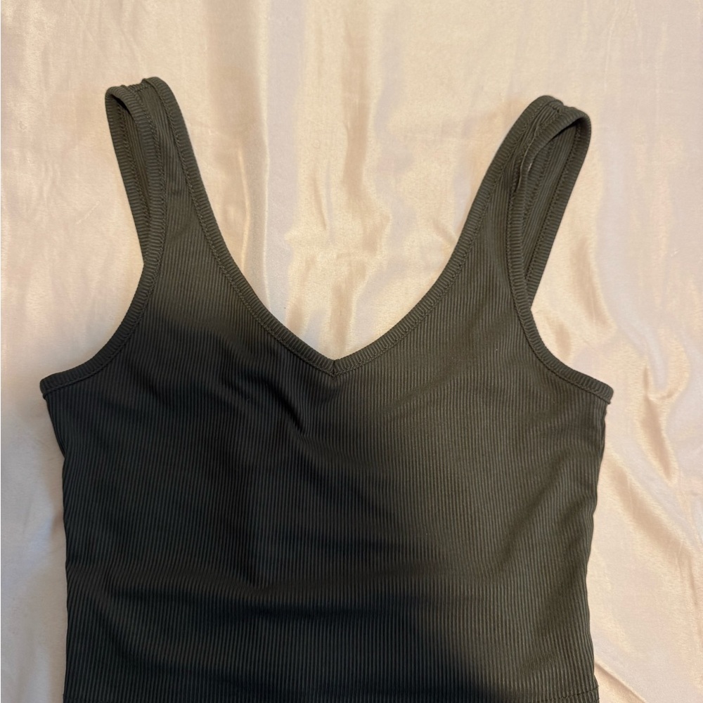 Brown Ribbed Tank Top